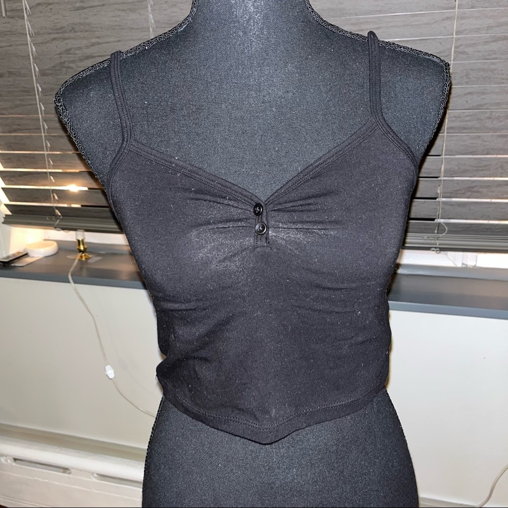 Black cami henley crop top